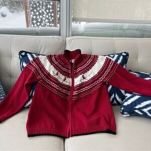 Northern Reflections Red and Black Knit Sweater with Cardinal birds- Cotton